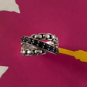 JAI by John Hardy Sterling Silver 925 Black Box Chain Crossover Ring Size 6